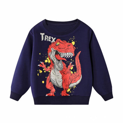 Models Of Cartoon Dinosaur Print Children's Tops - BUNNY BAZAR