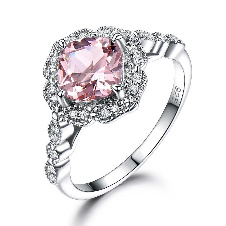 BB-77 Valentine's Day Luxury Morganite Sterling Silver Ring - BUNNY BAZAR