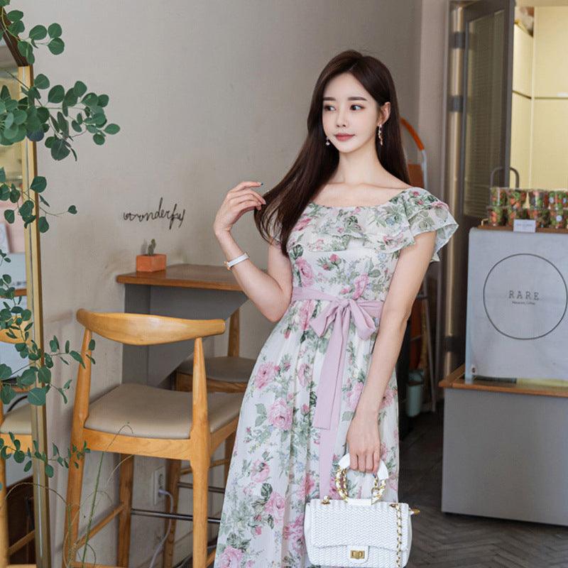 Women's Elegant Bohemian Print Resort Style One Shoulder Dress - BUNNY BAZAR