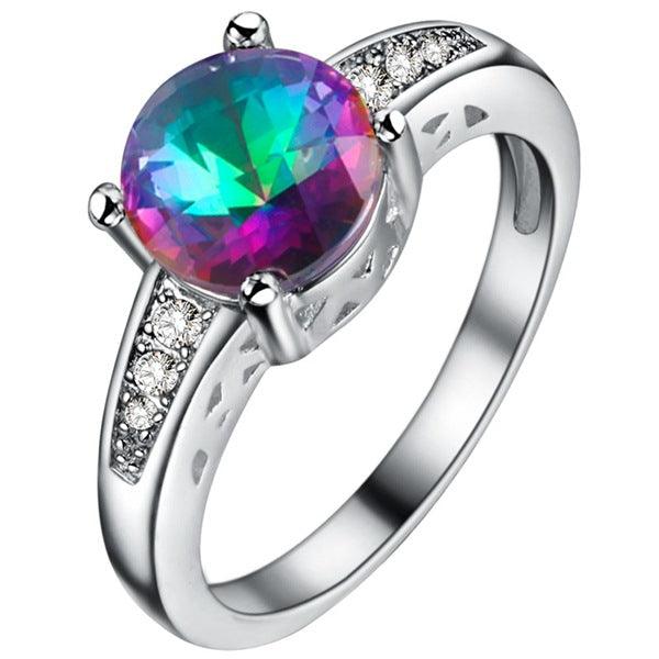 925 Sterling Silver Plated Fancy Gemstone Ring - BUNNY BAZAR