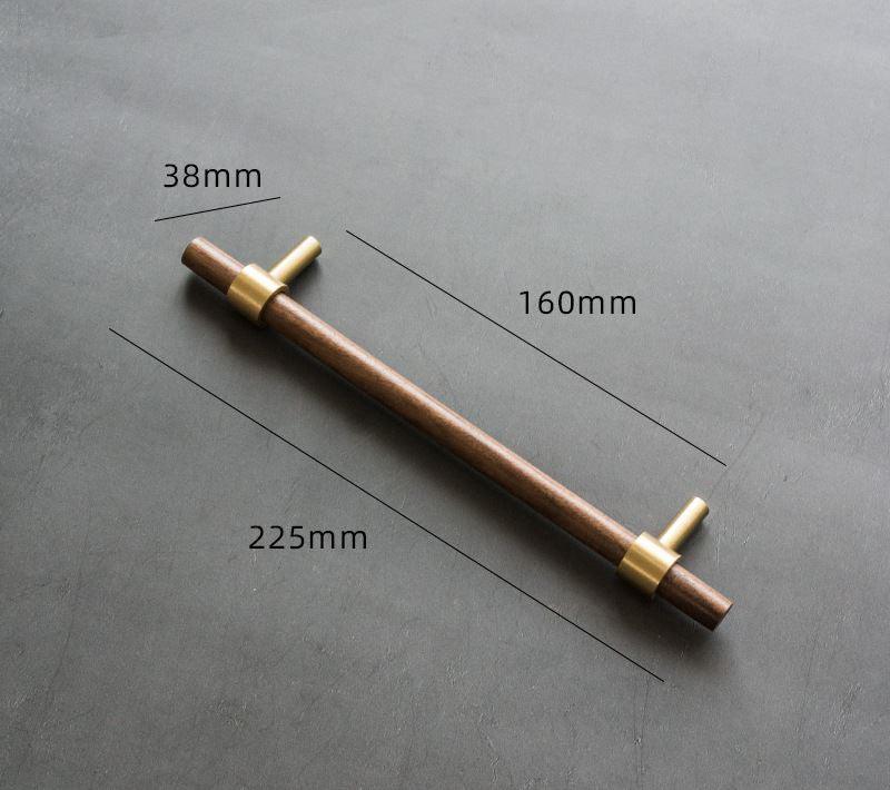 Walnut Simple Brass Handle Walnut Furniture Cabinet Door Wardrobe Hardware Handle - BUNNY BAZAR