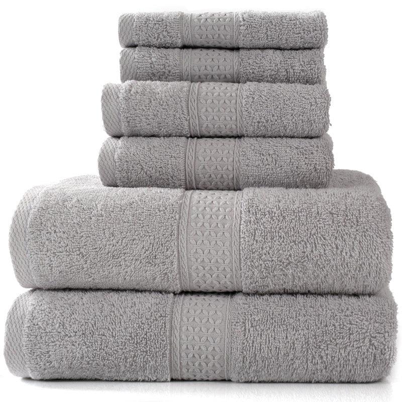 Home Simple Cotton Absorbent Towel Bath Towel 6-Piece Set - BUNNY BAZAR