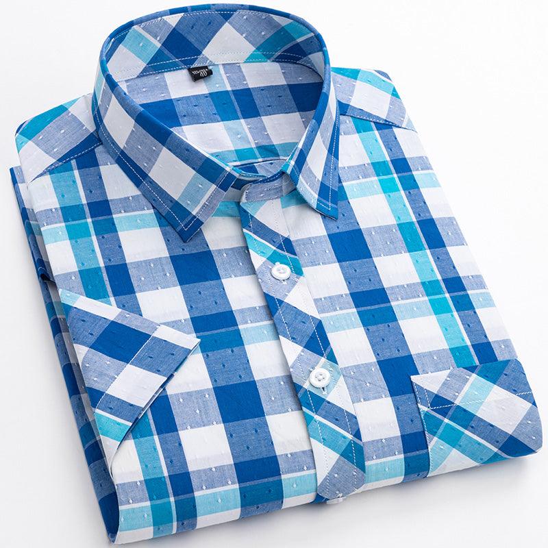 Cotton Men's Plaid Short-sleeved Shirt - BUNNY BAZAR