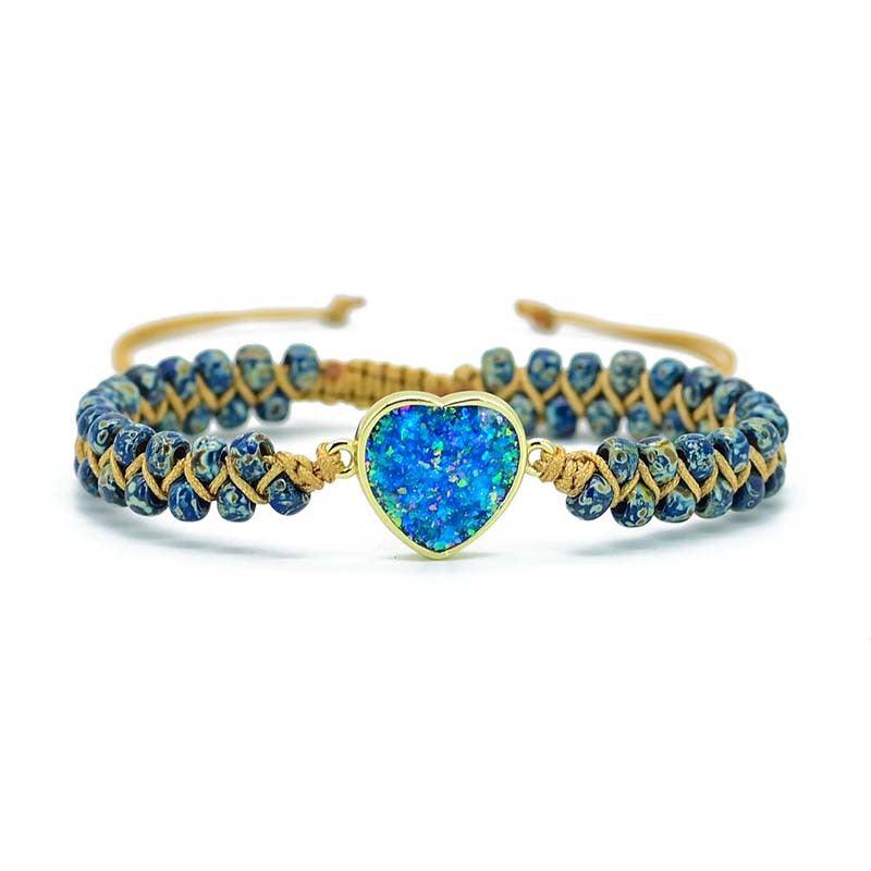 Beautifully Crafted Woven Love Blue Opal Bracelet Will Make Any Look Sparkle - BUNNY BAZAR