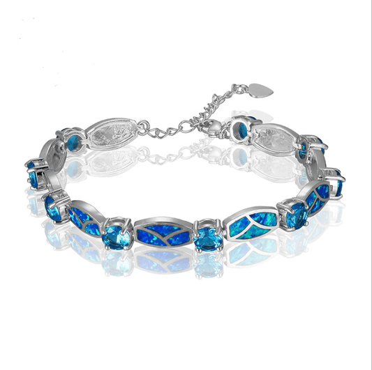 Copper Plated Silver Blue Opal Bracelet AliExpress Hot Blast Bracelet - BUNNY BAZAR