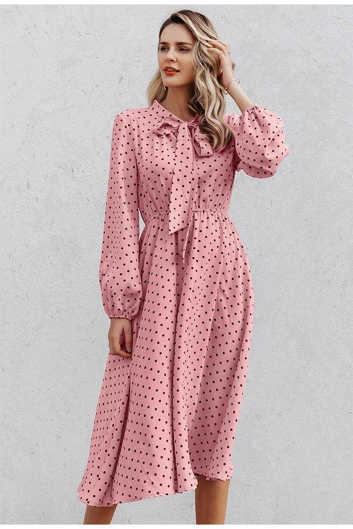 Ladies pink polka dot dress - BUNNY BAZAR