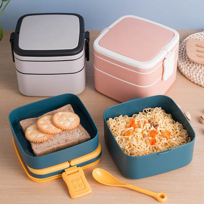 Double-layer portable lunch box with lid bento box - BUNNY BAZAR