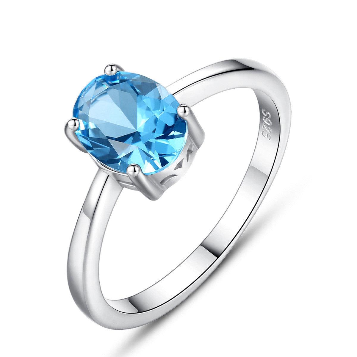 BB-01 Sky Blue Topaz , Oval Nano Morganite beautiful Ring - BUNNY BAZAR