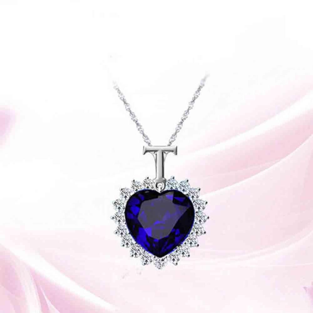 Heart shaped crystal pendant gemstone necklace jewelry - BUNNY BAZAR