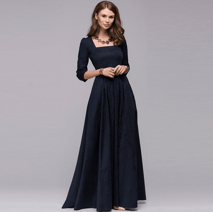 Europe and the United States long Hepburn dress big swing dress evening dress long skirt banquet party Russian dress - BUNNY BAZAR