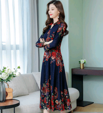 Winter long-sleeved dress 2021 new women's temperament slim dress skirt slim skirt. - BUNNY BAZAR