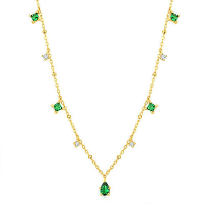 Generous water drop emerald zircon necklace - BUNNY BAZAR