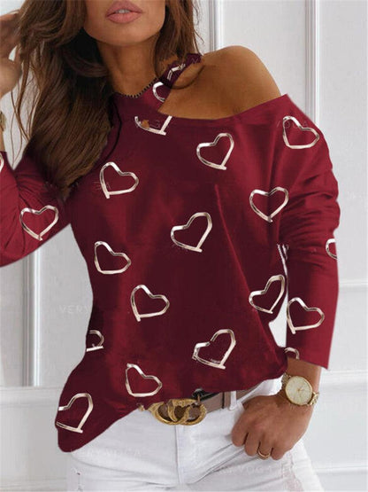 Off Shoulder Fashion Casual Long Sleeve T-shirt For Women - BUNNY BAZAR