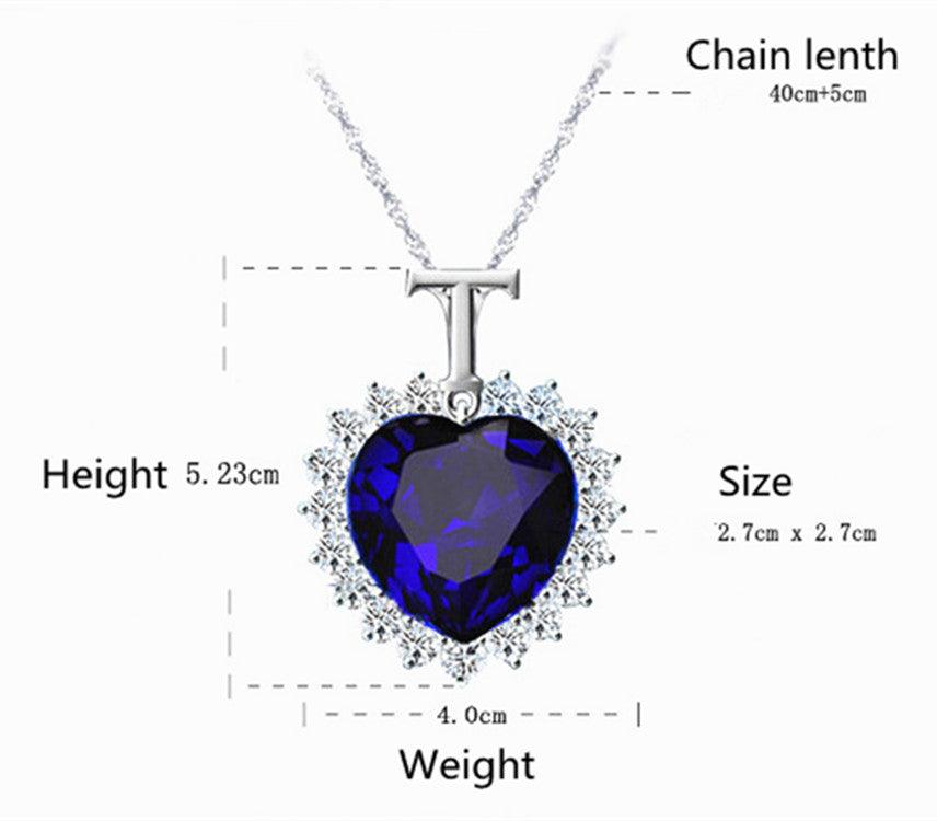 Heart shaped crystal pendant gemstone necklace jewelry - BUNNY BAZAR