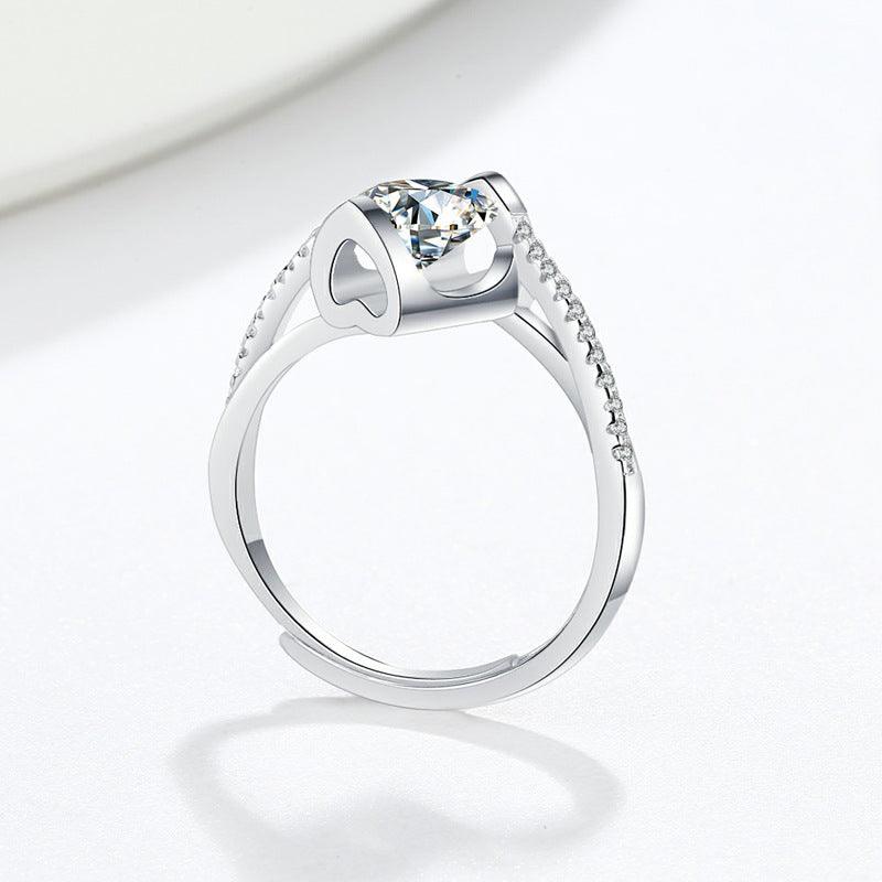 925 Sterling Silver Moissan Diamond Ring For Women 1 Carat Ring - BUNNY BAZAR