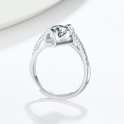 925 Sterling Silver Moissan Diamond Ring For Women 1 Carat Ring - BUNNY BAZAR