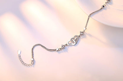 925 Sterling silver zircon Heart Bracelet - BUNNY BAZAR