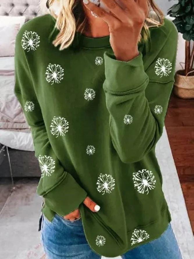 Women's Explosive Print Round Neck Long Sleeve Sweater Women - BUNNY BAZAR