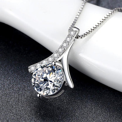 Gentle lady style sterling silver temperament zircon necklace - BUNNY BAZAR