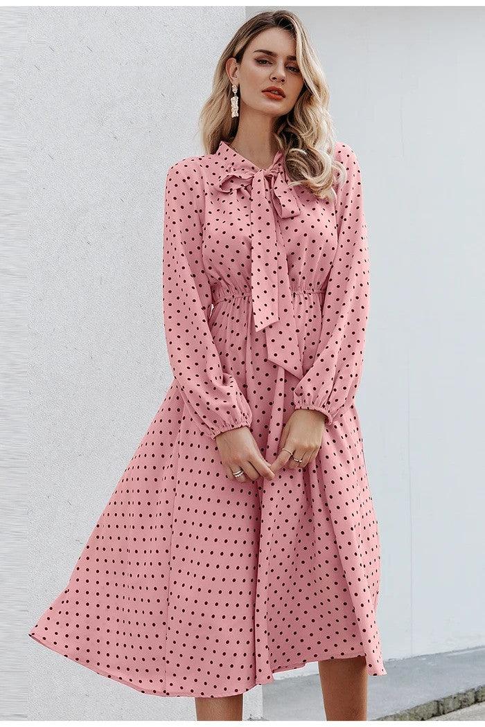 Ladies pink polka dot dress - BUNNY BAZAR