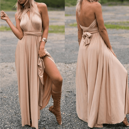 Women Bandage Convertible Boho Maxi Dress - BUNNY BAZAR