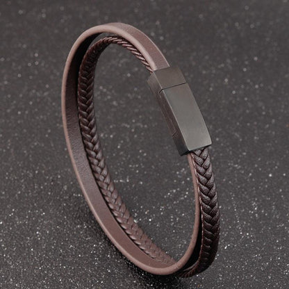 This Timelessly Designed Men's Leather Bracelet is Crafted With Expert Precision - BUNNY BAZAR