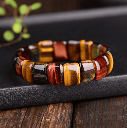 Natural color tiger eye stone tiger eye stone red yellow blue hand row bracelet bracelet men and women couple gift - BUNNY BAZAR