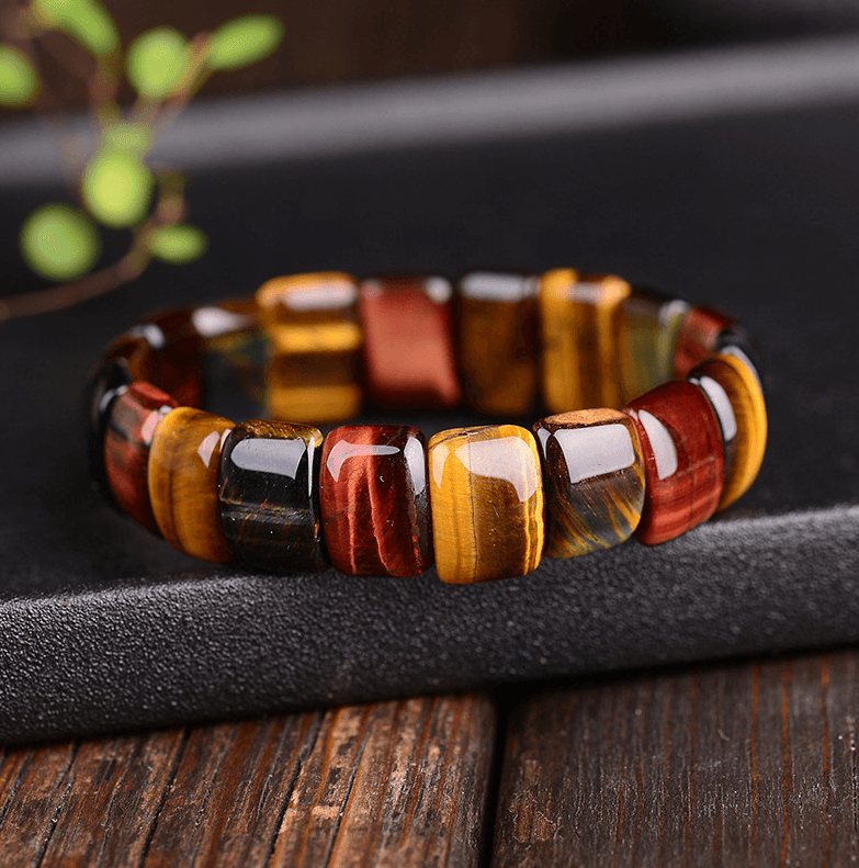 Natural color tiger eye stone tiger eye stone red yellow blue hand row bracelet bracelet men and women couple gift - BUNNY BAZAR