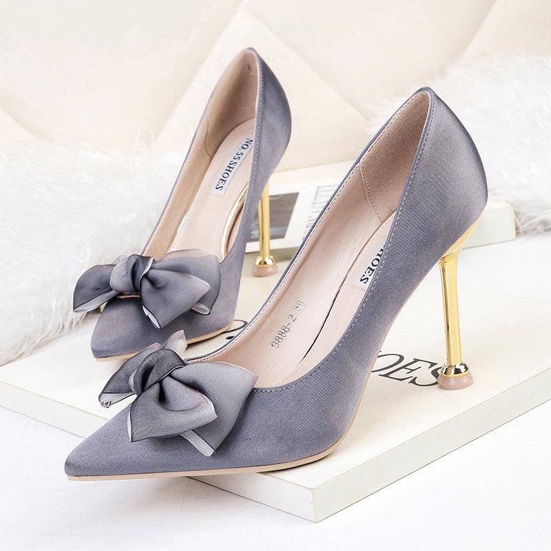 Sexy High Heels Stiletto Bow Women's Single Shoes - BUNNY BAZAR