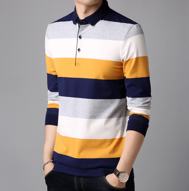 Casual men's slim stripe T-shirt - BUNNY BAZAR