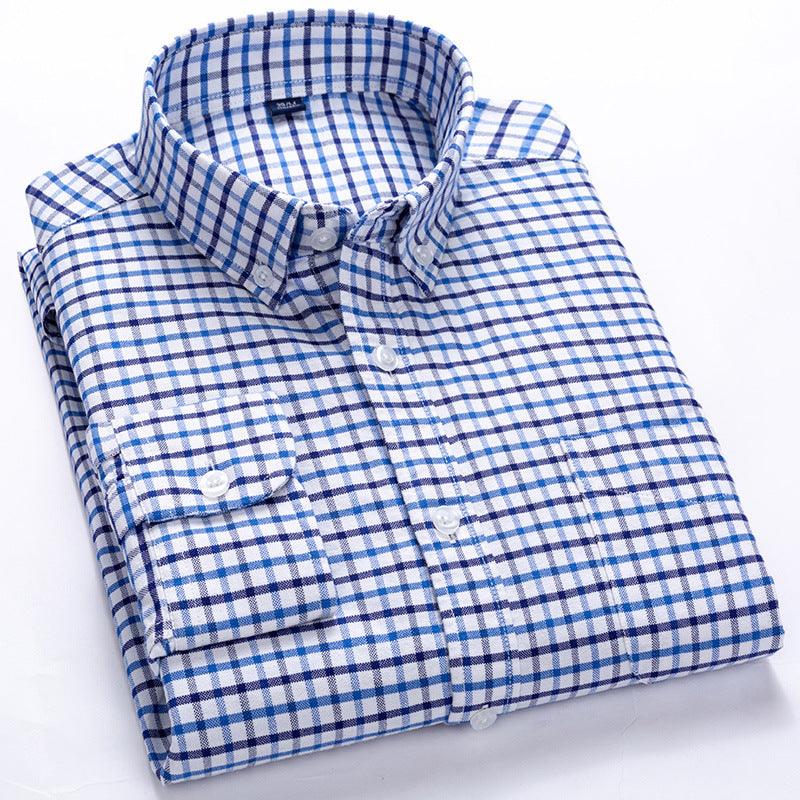 Men's All-match Cotton Plaid Long-sleeved Shirt - BUNNY BAZAR