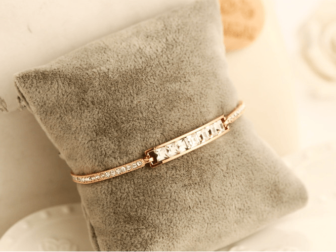 Diamond Crystal Bracelet Inlaid with Diamond Plated Gold Bracelet - BUNNY BAZAR