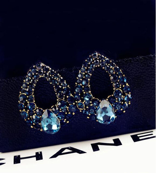 Earrings with diamond and sapphire earrings - BUNNY BAZAR