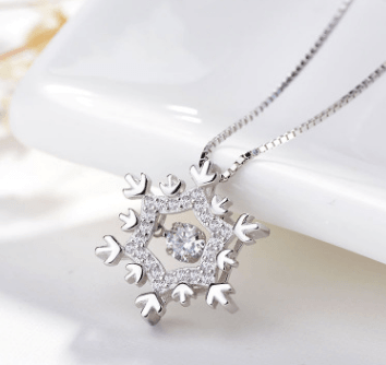 South Korea S925 Sterling Silver Diamond Pendant all-match simple temperament smart Snowflake Necklace female silver jewelry factory direct - BUNNY BAZAR