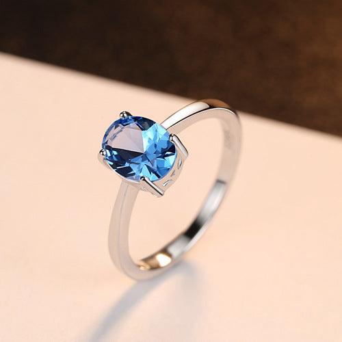 BB-01 Sky Blue Topaz , Oval Nano Morganite beautiful Ring - BUNNY BAZAR