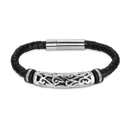 Punk stainless steel leather bracelet - BUNNY BAZAR