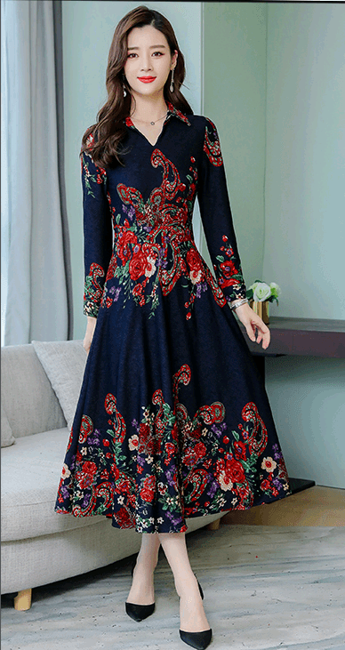 Winter long-sleeved dress 2021 new women's temperament slim dress skirt slim skirt. - BUNNY BAZAR