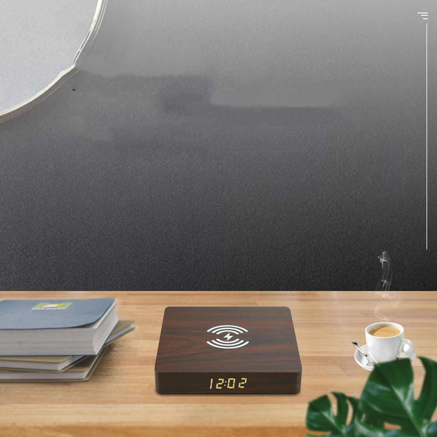 NEW Digital Wooden Clock with Wireless Charging for iPhone - BUNNY BAZAR