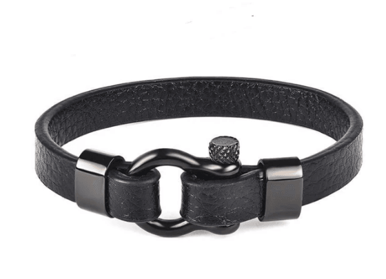 Titanium steel leather bracelet men - BUNNY BAZAR