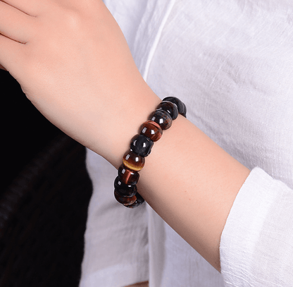 Natural color tiger eye stone tiger eye stone red yellow blue hand row bracelet bracelet men and women couple gift - BUNNY BAZAR