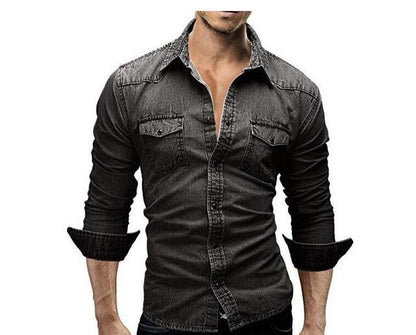 Men Shirt Brand Male Long Sleeve Shirts Casual Solid Slim Fit - BUNNY BAZAR