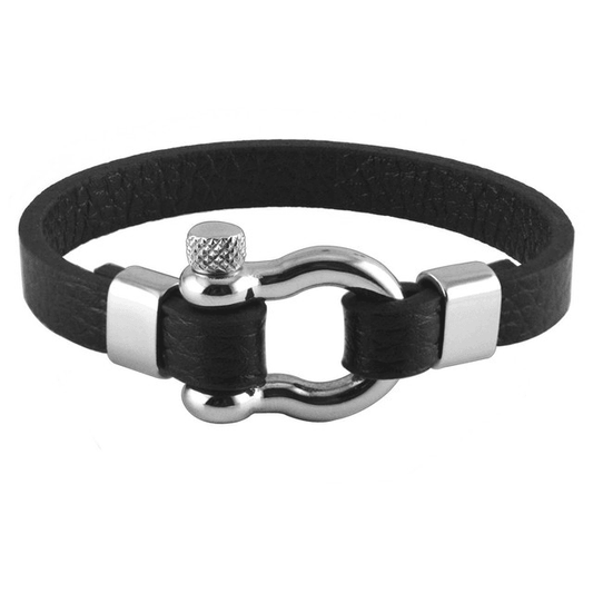 Titanium steel leather bracelet men - BUNNY BAZAR