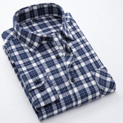 Cotton brushed plaid long-sleeved shirt - BUNNY BAZAR