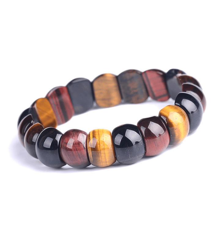 Natural color tiger eye stone tiger eye stone red yellow blue hand row bracelet bracelet men and women couple gift - BUNNY BAZAR