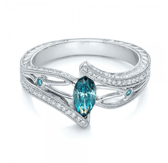 Hot European and American luxury aquamarine topaz engagement ring - BUNNY BAZAR