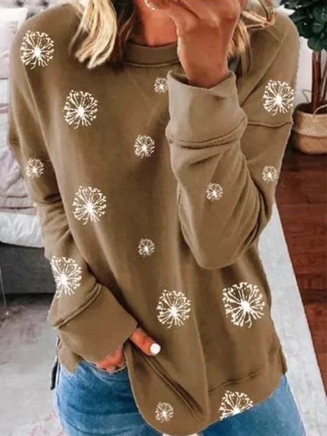 Women's Explosive Print Round Neck Long Sleeve Sweater Women - BUNNY BAZAR