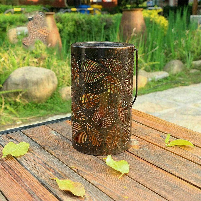 Outdoor solar garden lamp hollow wall hanging leaf projection lamp - BUNNY BAZAR