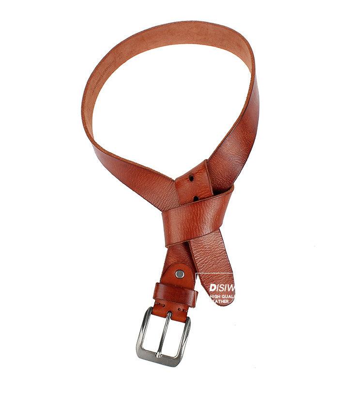 Washed vegetable tanned top layer cowhide belt - BUNNY BAZAR