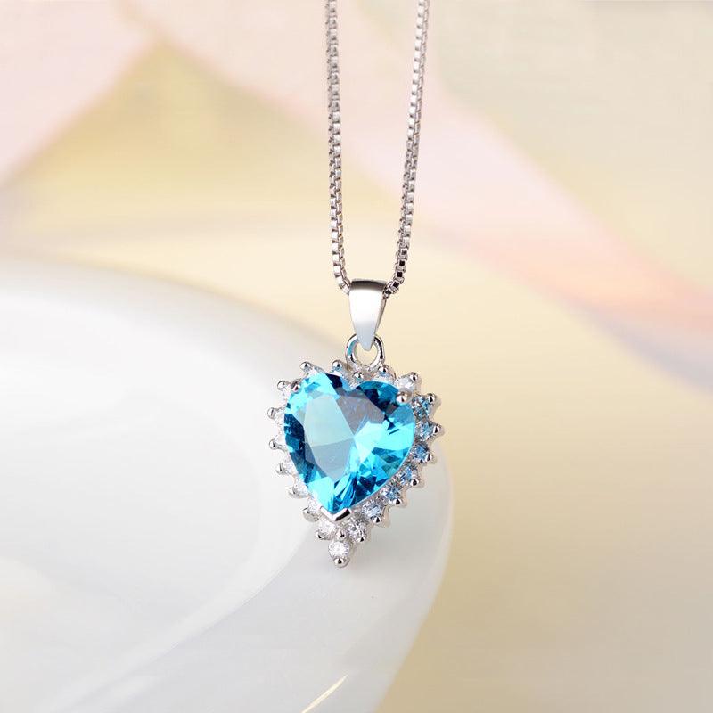 Sterling Silver Ocean Heart Necklace Fashion Korean Version - BUNNY BAZAR