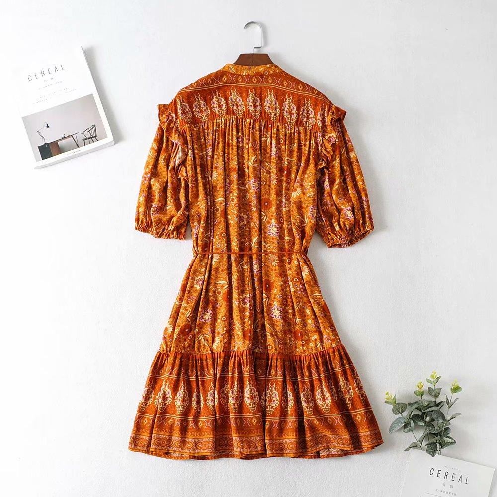 Drawstring print dress - BUNNY BAZAR